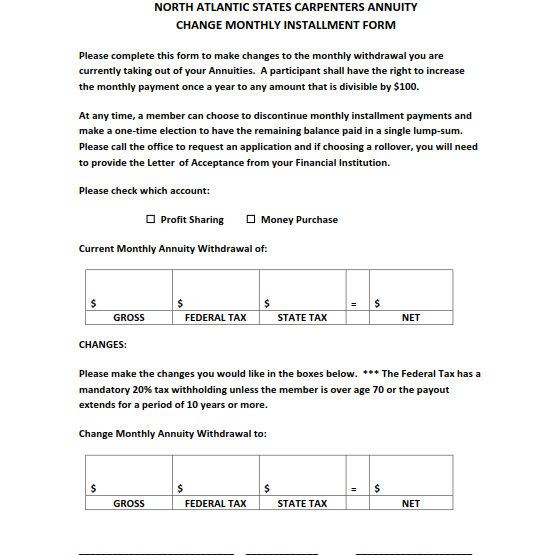 Annuity Change Monthly Installment