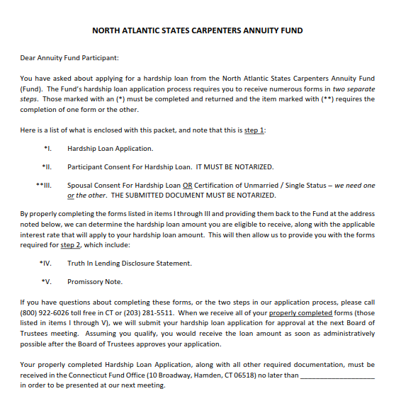 Annuity Hardship Loan Application 