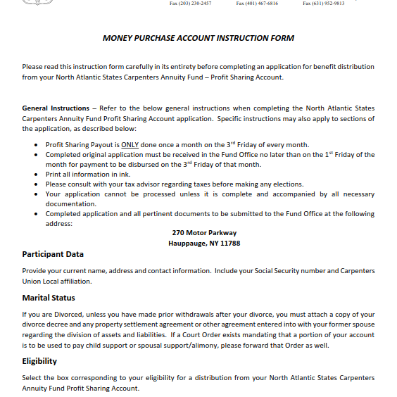 Annuity Money Purchase Instructions