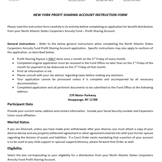 Annuity Profit Sharing Instruction Form